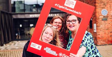 Celebrating English Tourism Week Jo Dilley Cllr Nadine Peatfield and Stella Birks at the Museum of Making 1