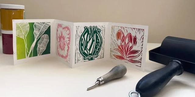 Botanical linoprint concertina